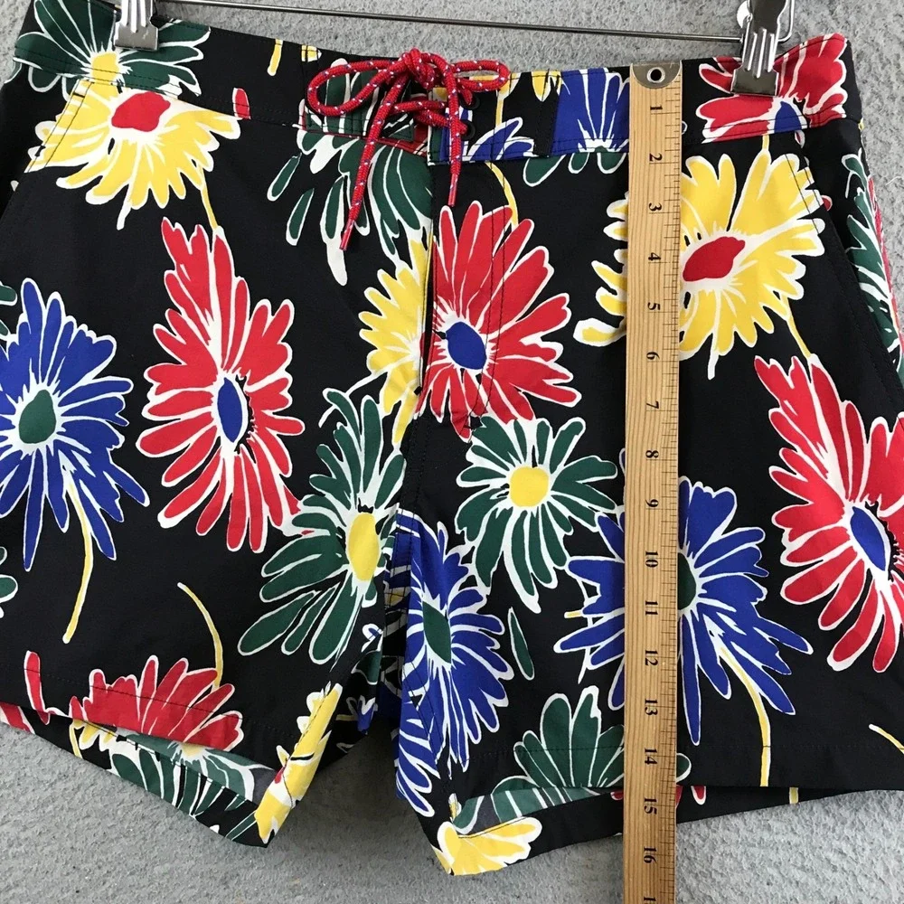 J. Crew Mens Swim Trunks Floral Print Drawstring Swimsuit Shorts 33